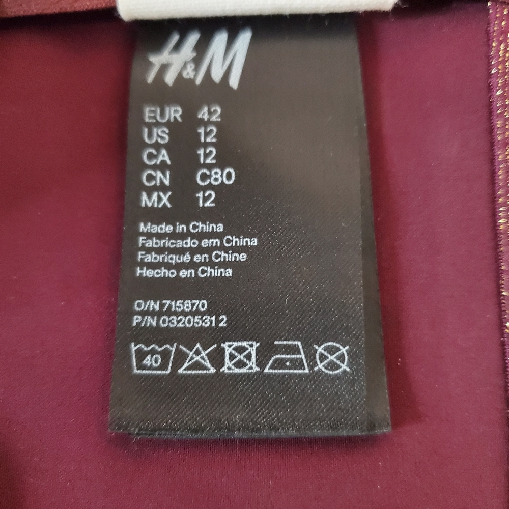 H&M Women's Bralette Top, Burgundy (Size 12) - Picture 6 of 8